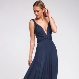 Lulu's Multi Way Maxi Dress in Navy Blue
